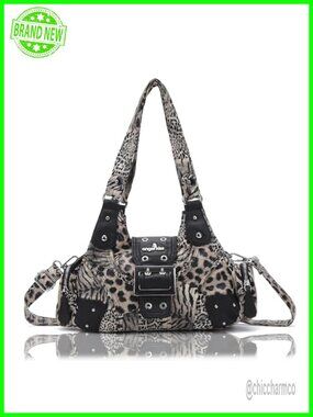 Vegan Leather Hobo Shoulder Bag Multi-Pocket Crossbody Handbag